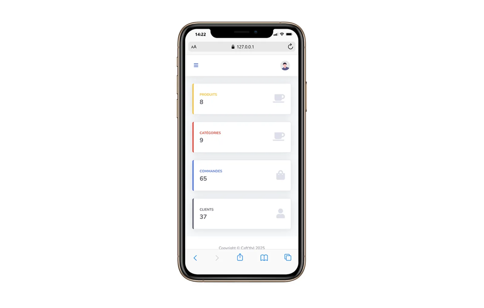 Capture du projet Caf'Thé Dashboard