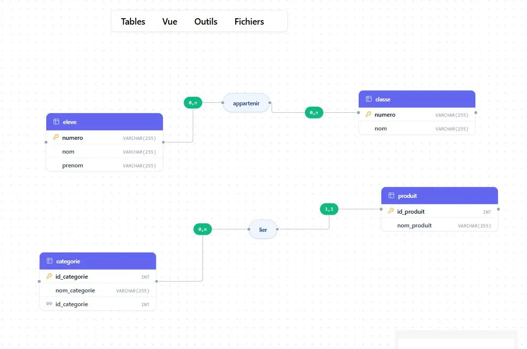 Nooping : éditeur de modèle conceptuel de données avec entités et associations